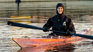 Elsa in RUGD Tuilik paddle jacket at Färgfabriken, Gröndal, Stockholm